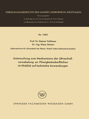 cover image of Untersuchung zum Mechanismus der Ultraschallvernebelung an Flüssigkeitsoberflächen im Hinblick auf technische Anwendungen